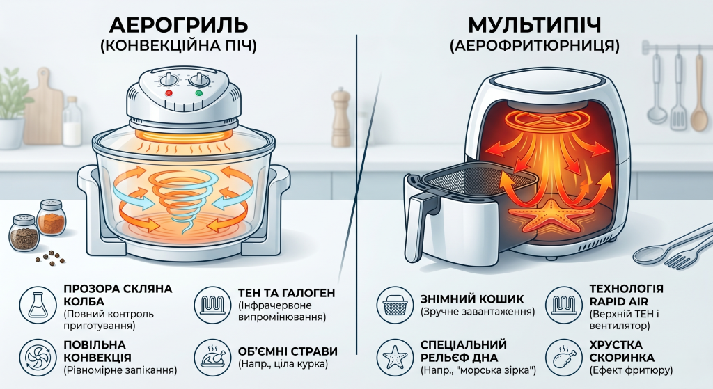 аерогриль і мультипіч різниця