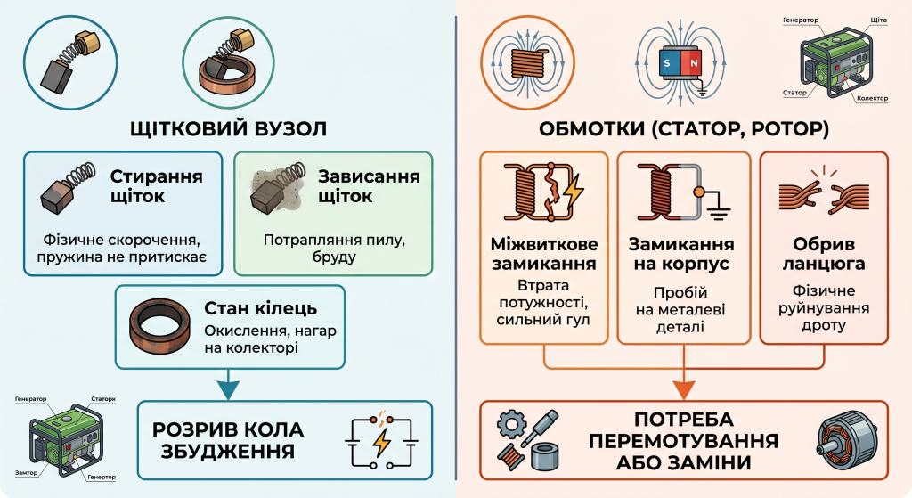 бензогенератор не видає напруги