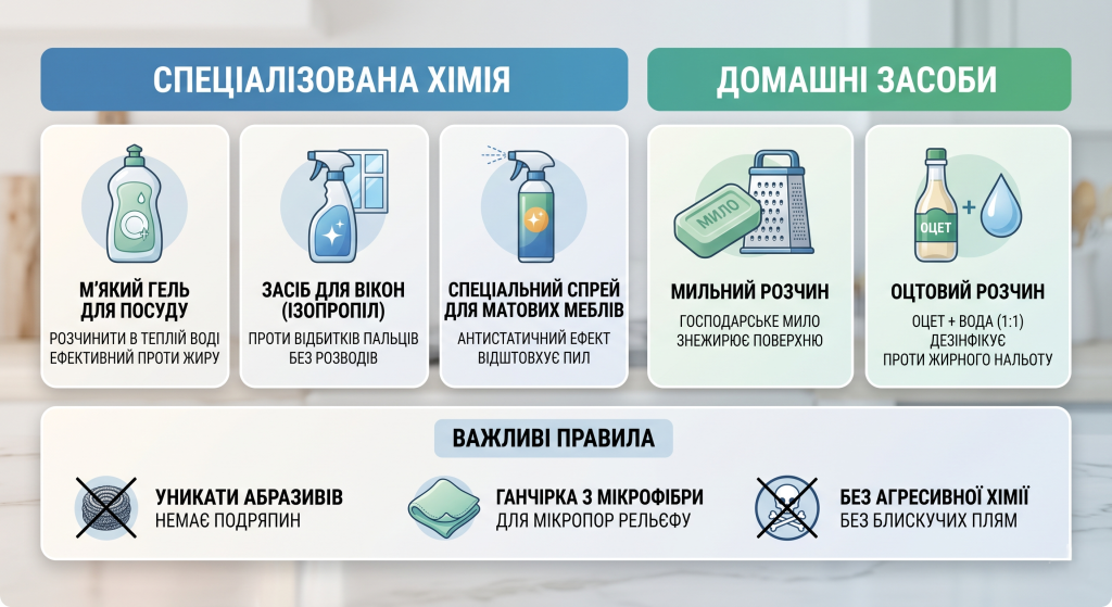 чим мити матову поверхню кухні