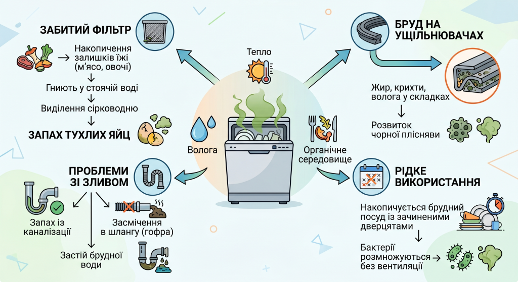 як прибрати запах з посудомийної машини