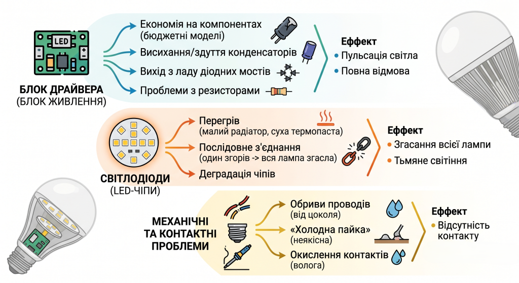 як відремонтувати світлодіодний світильник