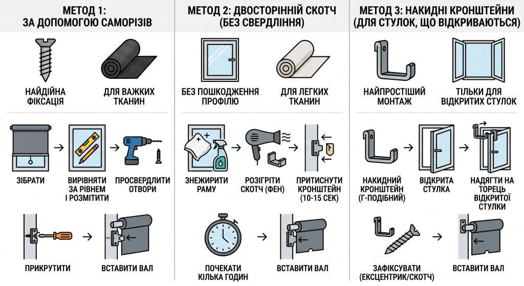 як встановити тканинні ролети на вікна