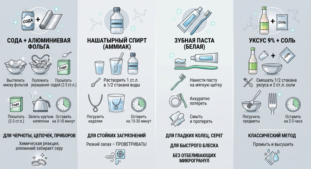 как чистить серебро