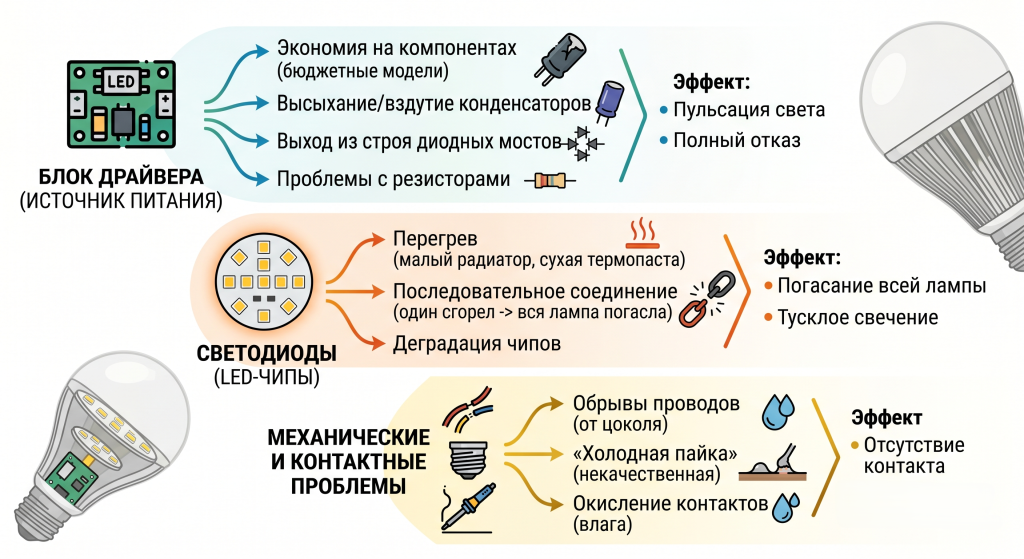 как отремонтировать светодиодный светильник
