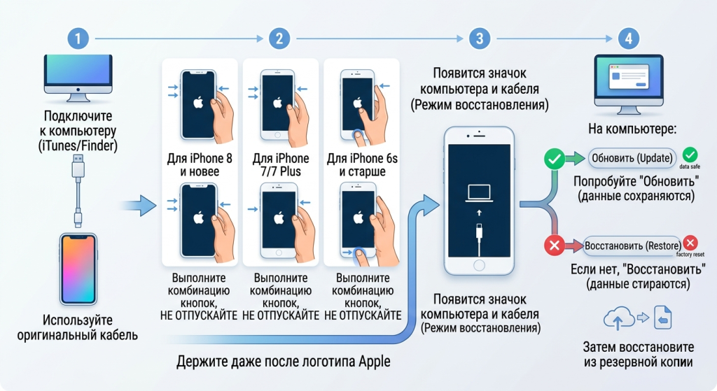 как принудительно перезагрузить айфон