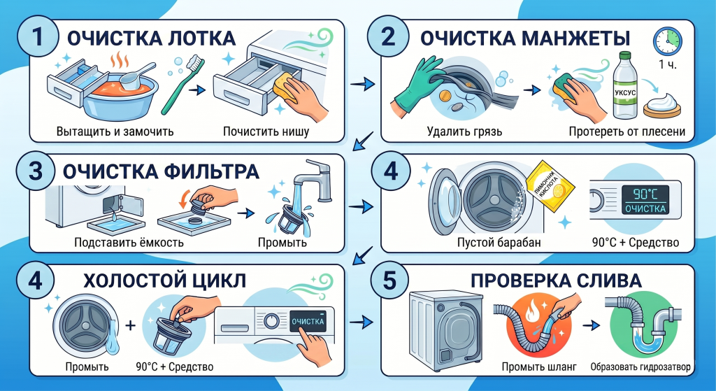 как убрать запах из стиральной машины