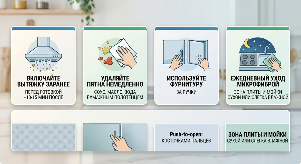 как ухаживать за матовой кухней