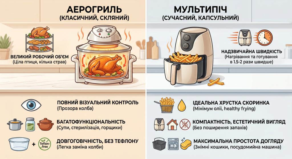 мультипіч і аерогриль різниця