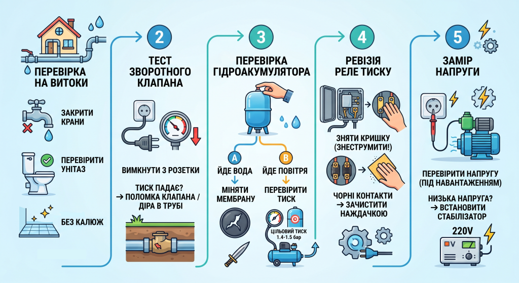 чому падає тиск в гідрофорі