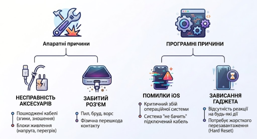 причини чому айфон не заряджається