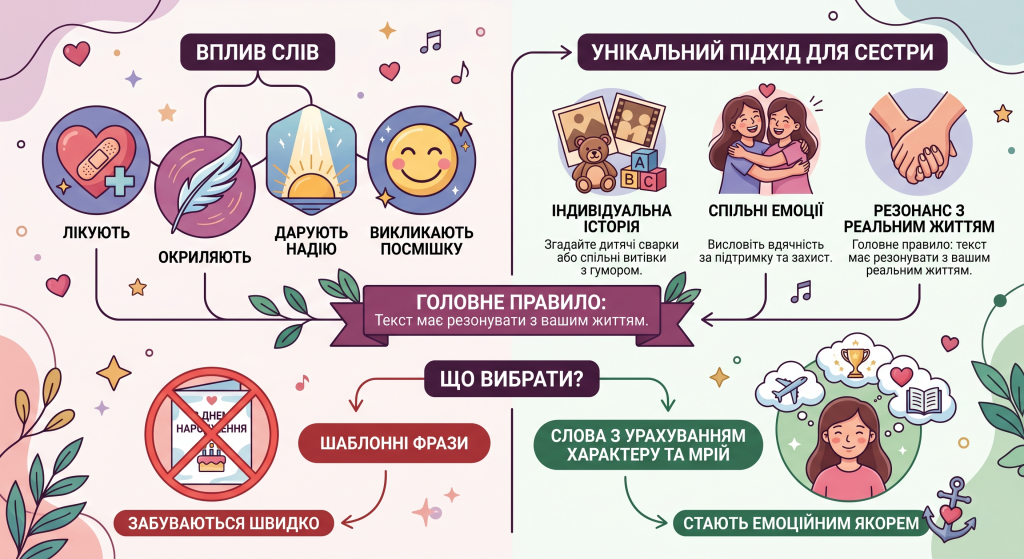 привітання для сестри з днем народження своїми словами