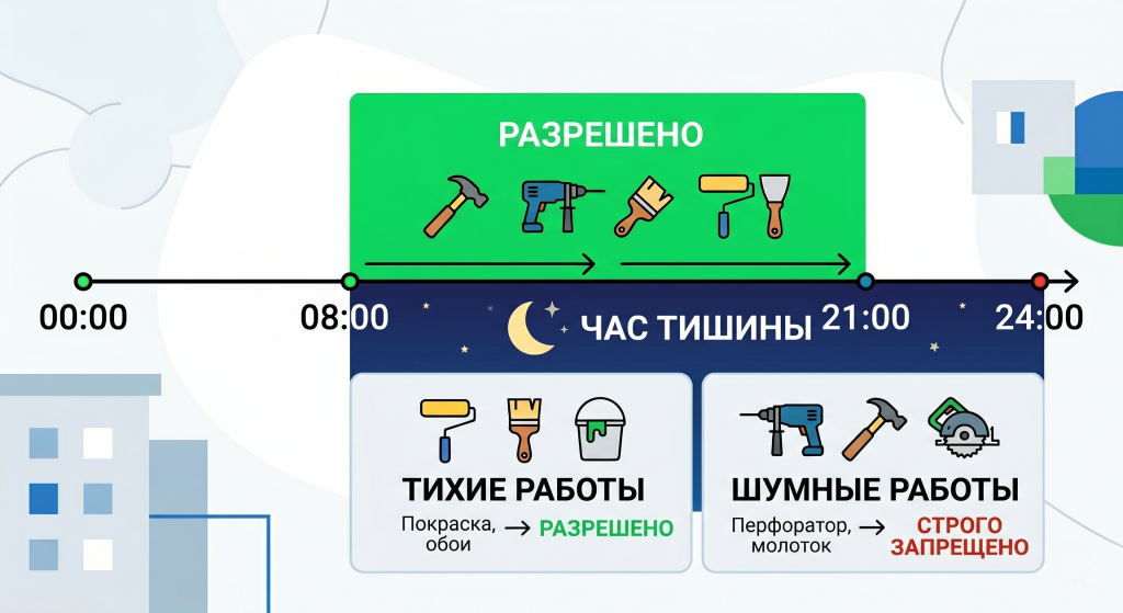 с какого часа можно делать ремонт