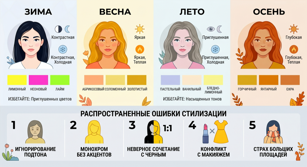 сочетание желтого цвета