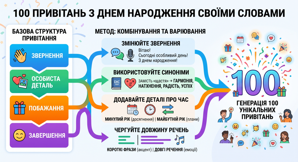 100 привітань з днем народження своїми словами