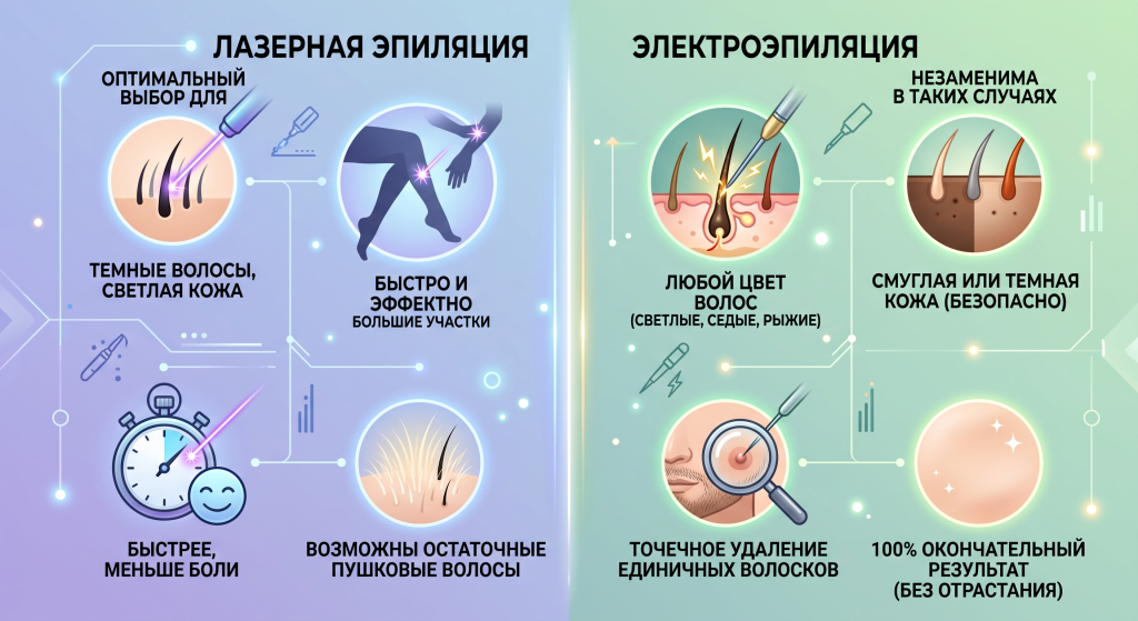 что лучше электроэпиляция или лазерная эпиляция