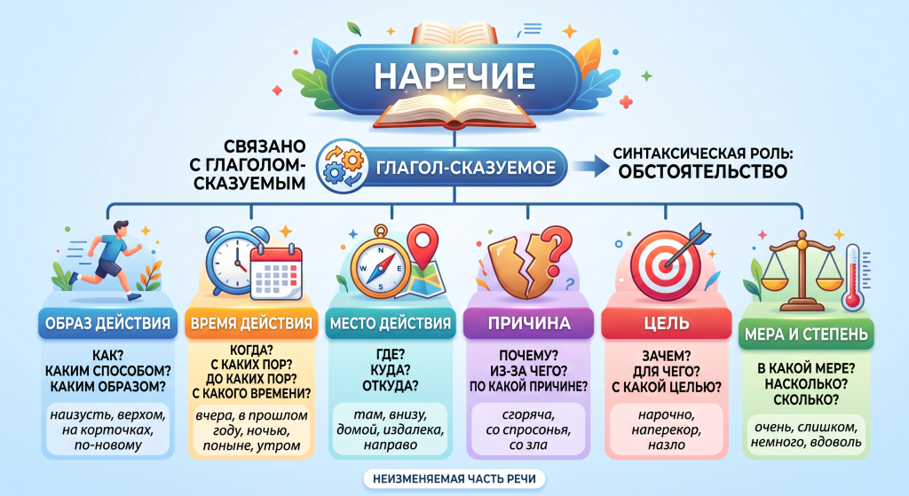 что такое наречие примеры