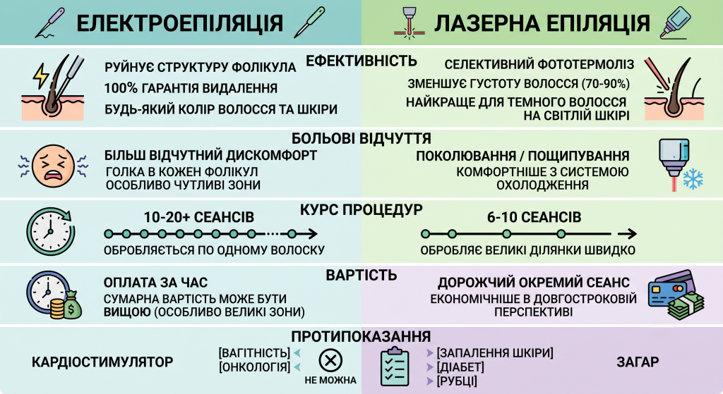 електроепіляція чи лазерна епіляція