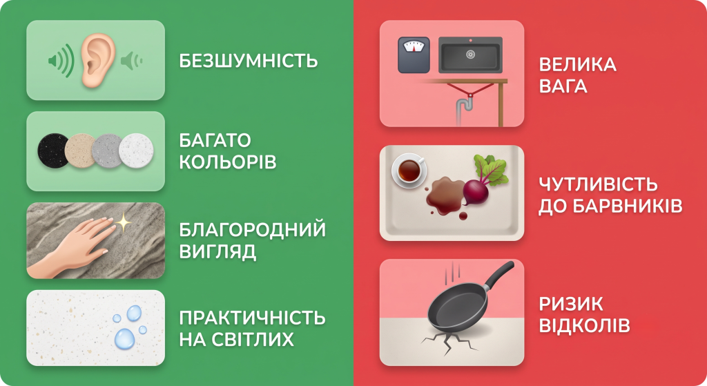 гранітні мийки плюси і мінуси