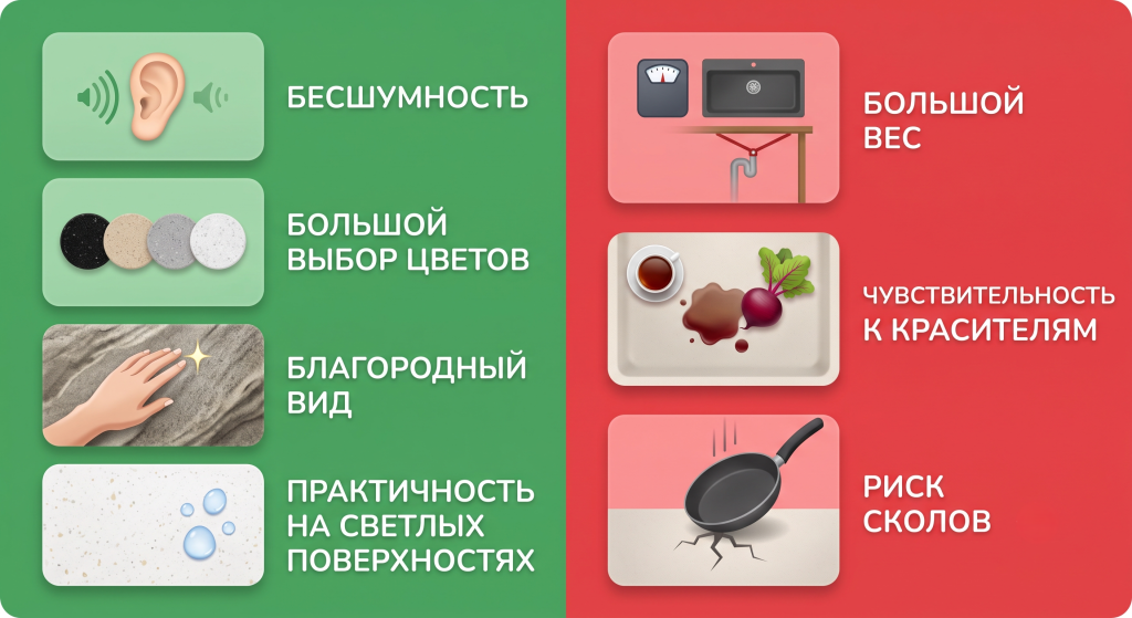 гранитные мойки плюсы и минусы