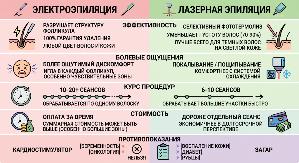 электроэпиляция или лазерная эпиляция