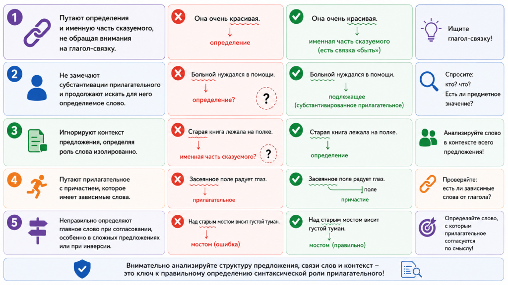 как определить синтаксическую роль прилагательного