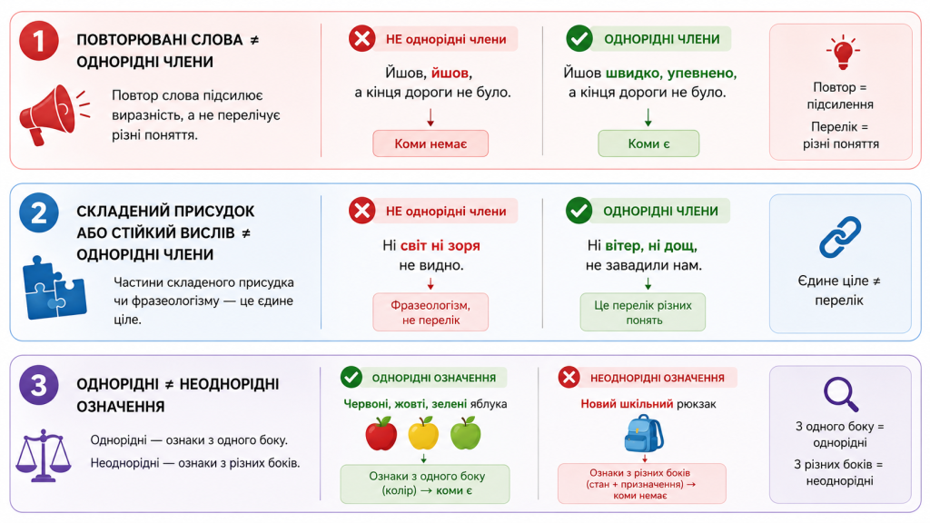однорідні члени речення приклади