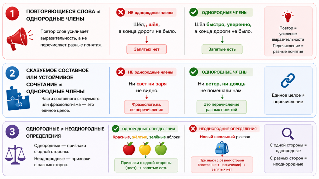 однородные члены предложения примеры