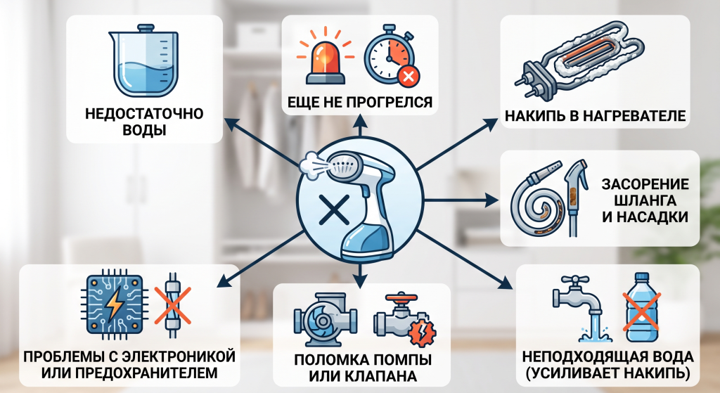 почему отпариватель не подает пар