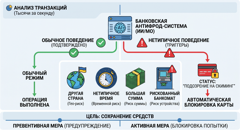 подозрение на скимминг
