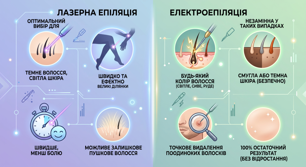 що краще електроепіляція чи лазерна епіляція
