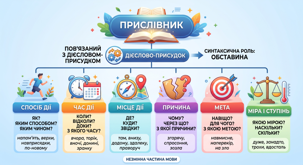 що таке прислівник приклади