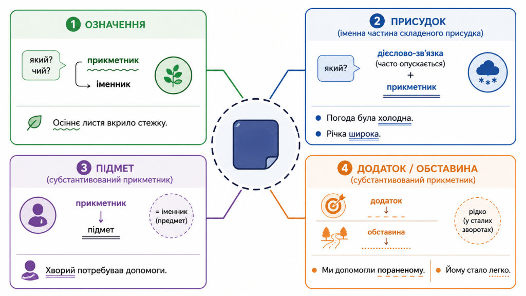 що таке синтаксична роль прикметника