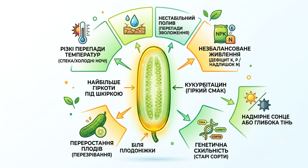 чому огірок гіркий