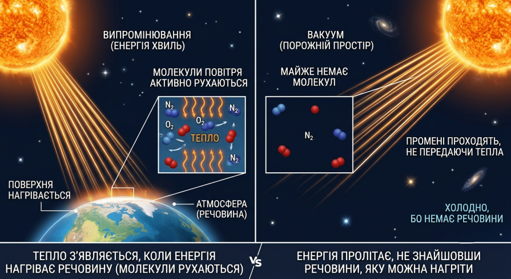чому від сонця тепло а від зір ні