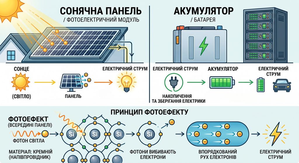 як працює сонячна батарея