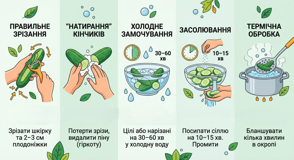 як прибрати гіркоту з огірків