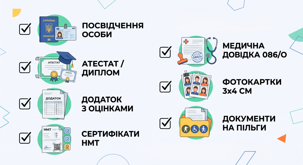 які потрібні документи для вступу в університет 2026