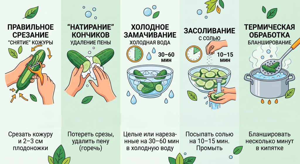 как убрать горечь из огурцов