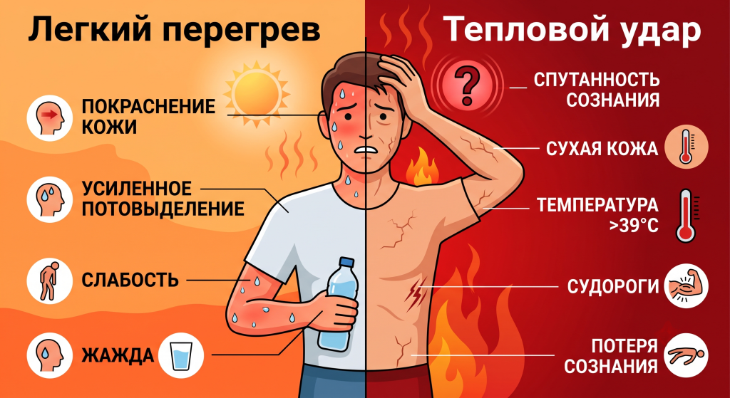 какие признаки перегрева на солнце