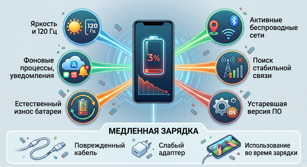 почему быстро разряжается батарея смартфона