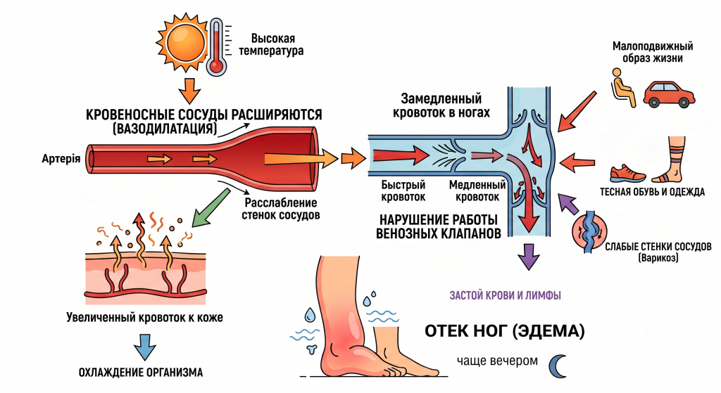 почему в жару болят ноги