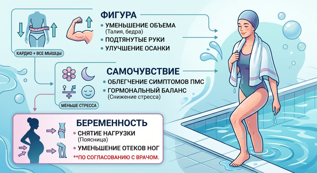 польза плавания для женщин