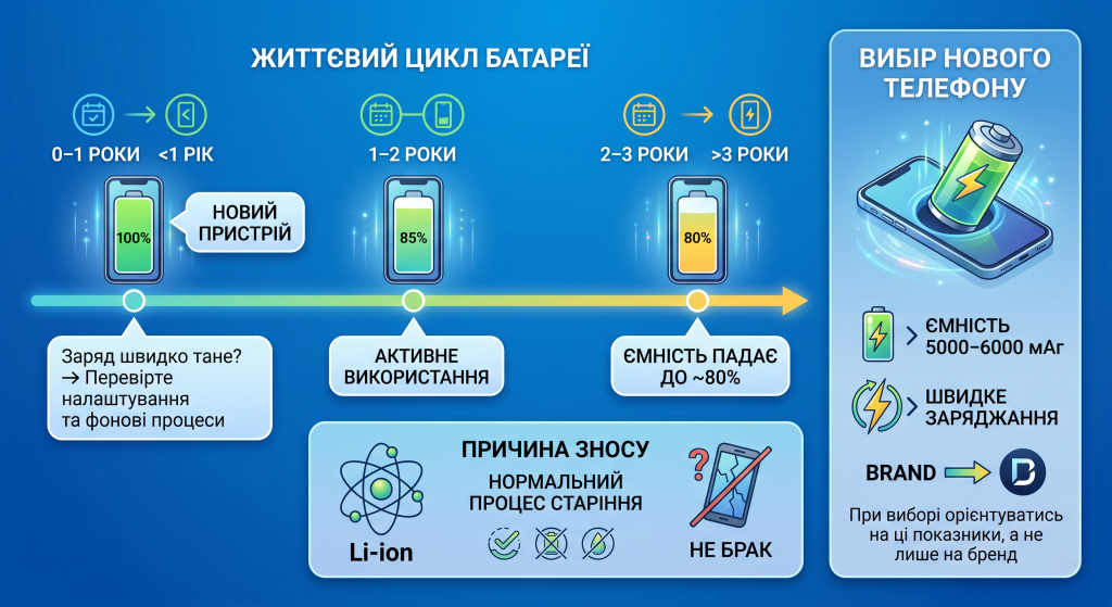скільки живе батарея смартфона