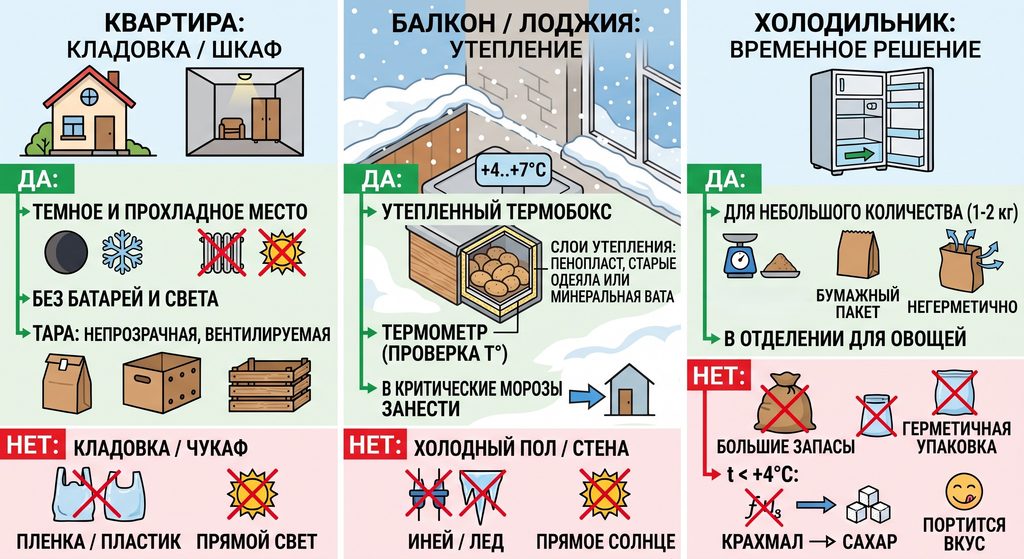 температура хранения картофеля