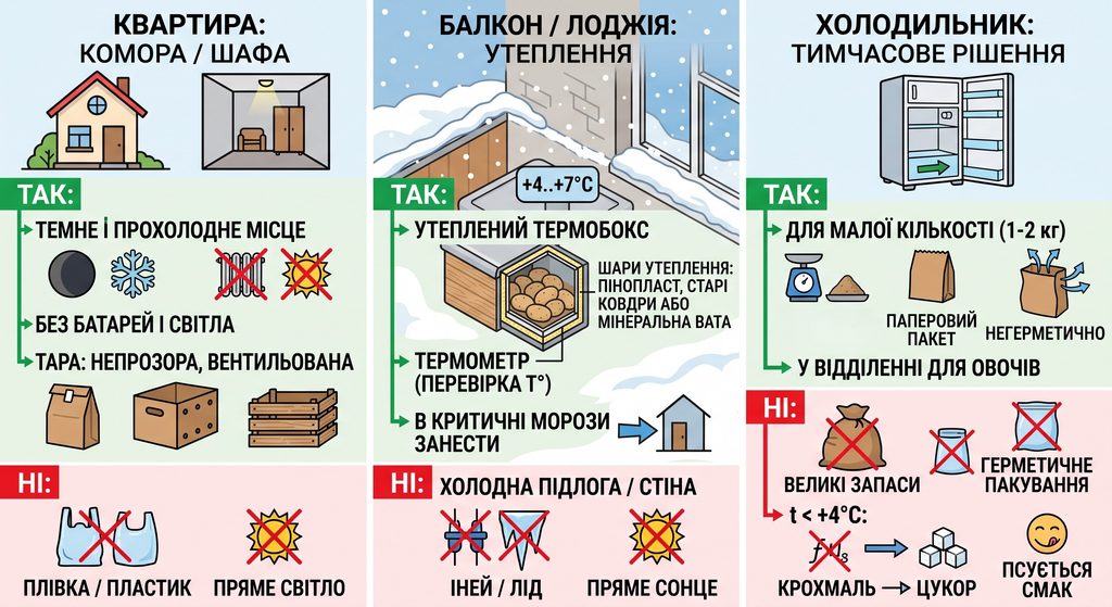 температура зберігання картоплі